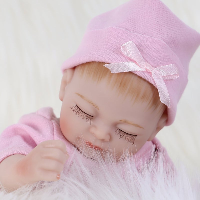 ENADOLL Reborn Baby Doll Realistic Silicone Vinyl Baby Girl 10 inch Lifelike Doll Gift Set for Ages 3+(10 inch  Close Eyes Girl) - Image 2
